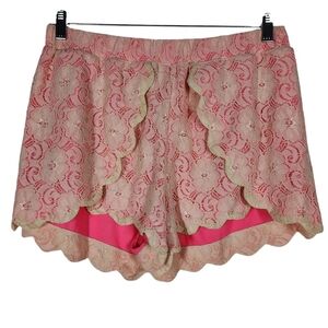 UMGEE LACE FAUX WRAP FRONT PULL-ON SHORTS